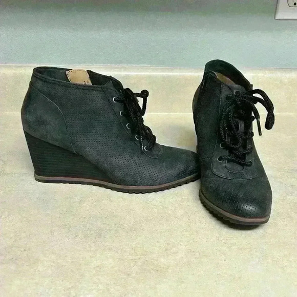 SOUL Naturalizer wedge zip up booties slate‎ gray size 8.5 - Picture 2 of 5